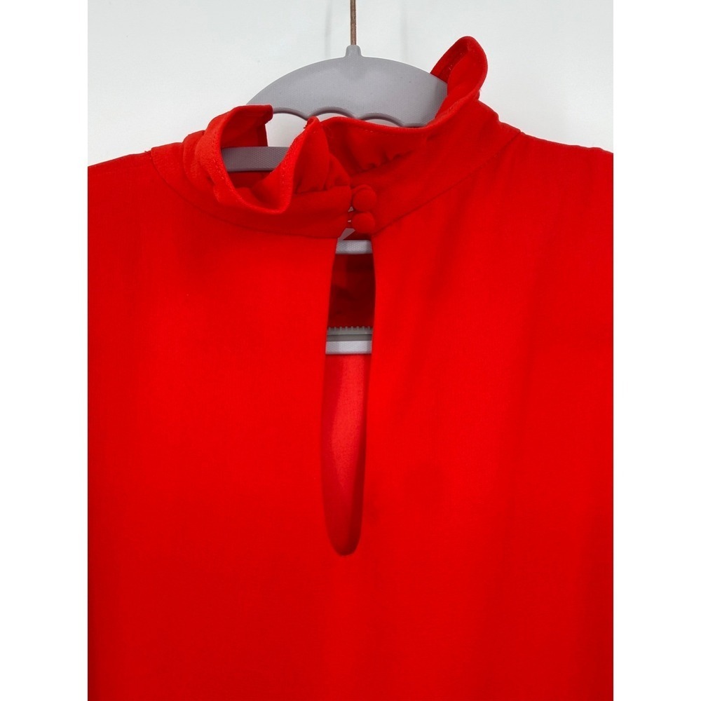 ELLIATT Red Ruffle High Neck Tiered Sleeveless Mini Dress Babydoll Anthropologie - Picture 6 of 7